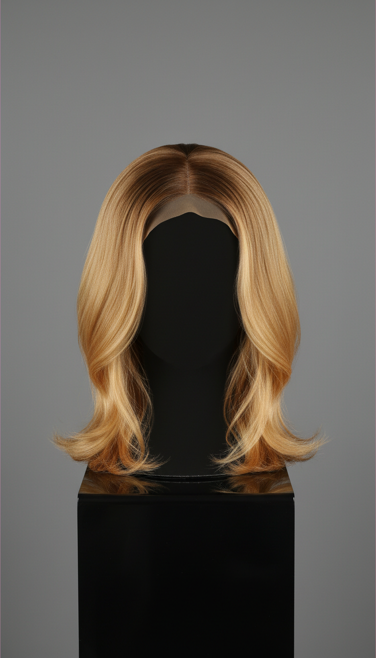 Gold Ombré Shoulder-Length Human Hair Wig